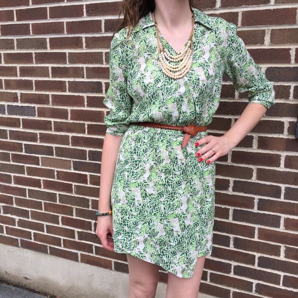 CAbi Dresses & Skirts - CAbi Green Leaf pattern dress size xs also fits sm